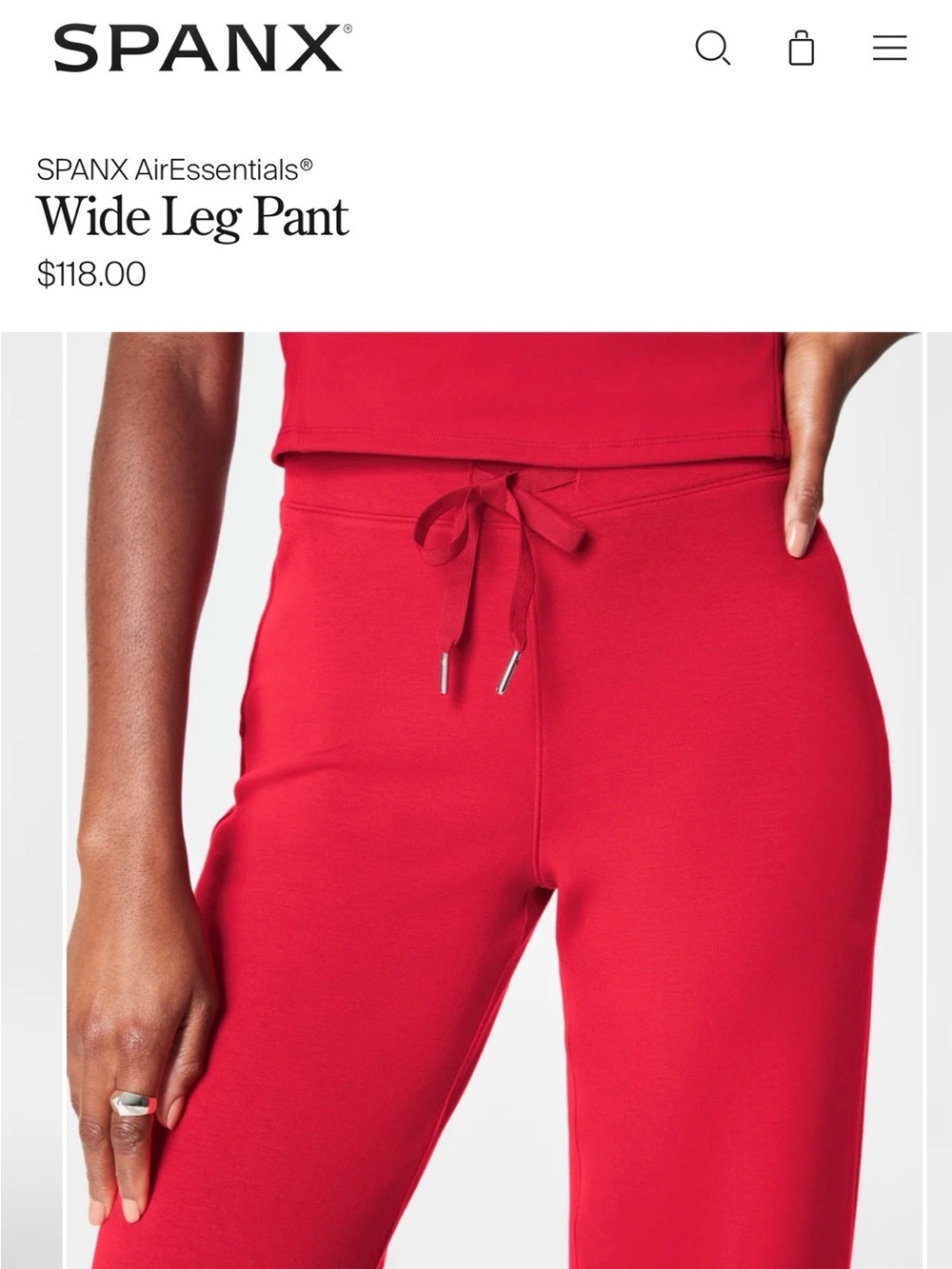 SPANX Red Wide-Leg Track Pants
